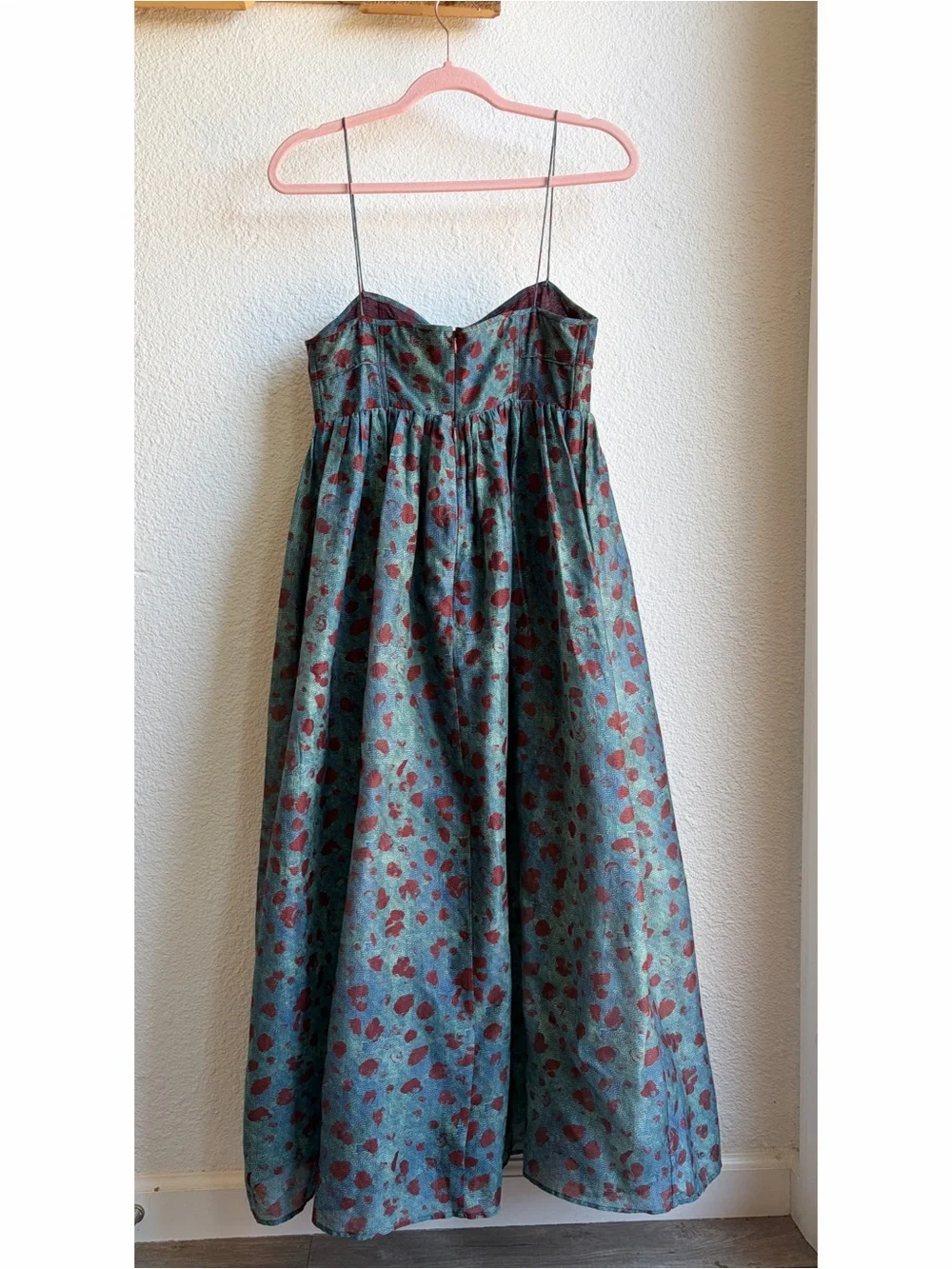 Ulla Johnson Teal Maxi Dress with Brown Spot Print - Picture 6 of 11